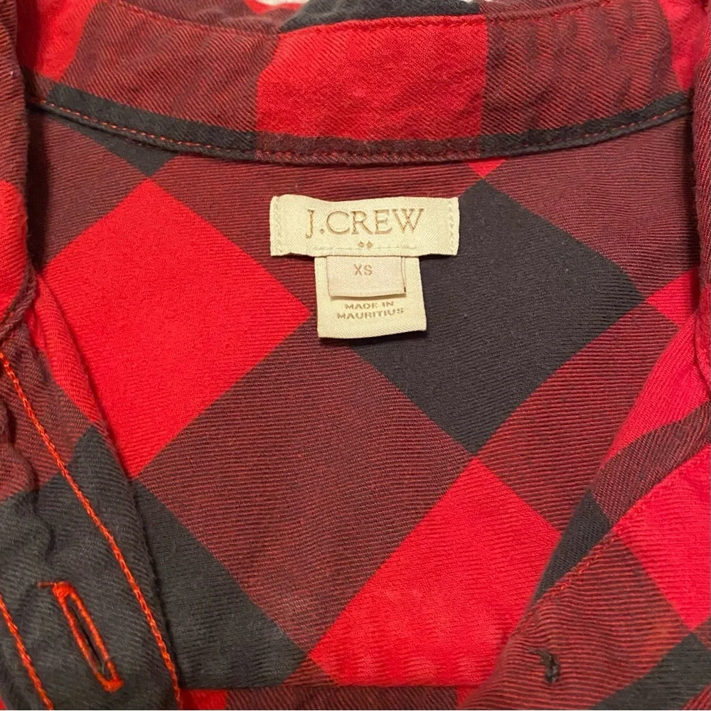 J. Crew | red and black plaid button down - Picture 3 of 4